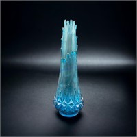 L.E. Smith Peacock Blue Diamond Butt Swung Vase
