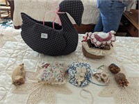 Miscellaneous Lot, Stuffed Goose, Fabric Basket, e