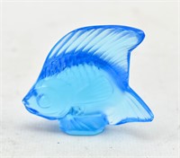 Lalique France Blue Glass Fish Figure