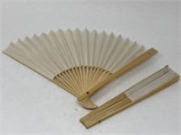 2 Oriental Style Fans Wood & Paper