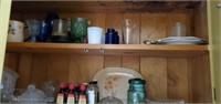 CABINET OF ASSORTED DISHES AND MORE