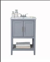 24 in. Vanity in Gray with Ceramic Top