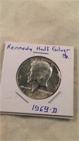 1969 D Kennedy half 40% silver Uncirculated