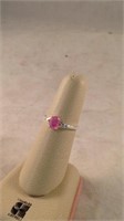 Cute pink fire opal ring single 925 band in size