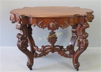 Profusely Carved Mahogany Lamp Table