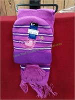 Children's Purple Hearts Beanie, Scarf & Glove Set