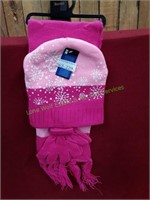 Children's Pink Snowflake Beanie, Scarf&Glove Set