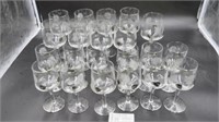 Libbey Frosted Silver Leaf Rose, Glasses 21pc