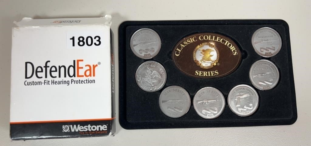 DEFEND EAR HEARING PROTECTION & NRA COIN SET