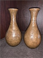 8 “ PAIR OF BROWN POTTERY VASES