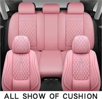 Csidy01 Pink Leather Car Seat Covers Full Set,