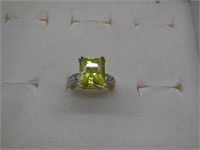 Sterling Silver Ring w/Yellow CZ Size 6.5
