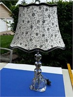 Glass Based Table Lamp w/Black &White print shade