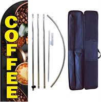 Coffee Feather Flag Kit  8ft Flag & 12ft Pole