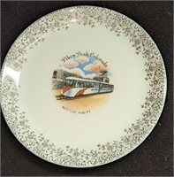 Vintage Pikes Peak Colorado Souvenir Plate 22K Gol