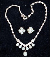 Vintage Bogoff Crystal Rhinestone Necklace & Ear