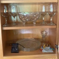 Pressed Glass Plates Wine Glasses & Bowl