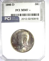 1980-D Kennedy MS67+ LISTS $775