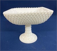 Milk Glass Bowl Candy Dish Pedestal Bowl 8”x8”x7