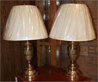 2pc Brass Table Top Lamps- Works