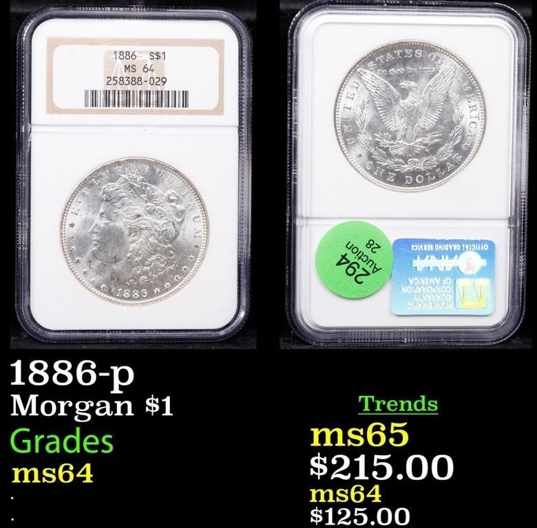 NGC 1886-p Morgan Dollar $1 Graded ms64 By NGC