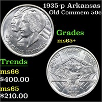 1935-p Arkansas Old Commem Half Dollar 50c Grades