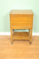 Antique Wooden Filing Cabinet on Casters