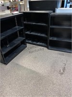 3 black metal filing cabinets tallest is 38 wide