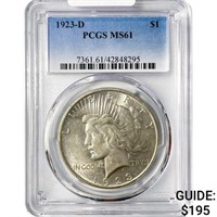 1923-D Silver Peace Dollar PCGS MS61