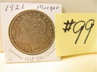 1921 Morgan Silver Dollar Cert. AU-50