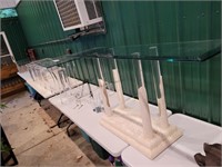 3 GLASS TOP PLASTIC BASE TABLES & MORE STANDS