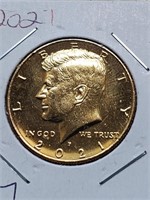 Gold Plated 2021 Kennedy Half Dollar