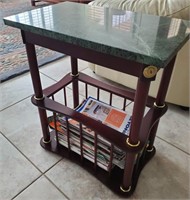 819 - MAGAZINE RACK/ACCENT TABLE W/MARBLE TOP