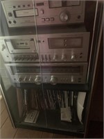 Stereo with speakers, albums etc.