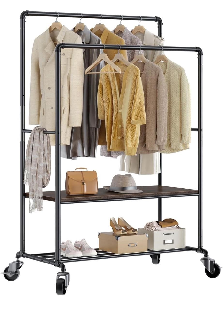 $60 Clothes Rack with Shelves, 39 Inch Garment Rak