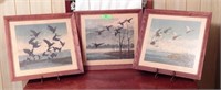 3 vintage framed duck prints 18.5 x 17