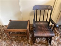 Antique Rocking Chair and Foot Rest