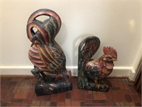 2 Wooden Roosters