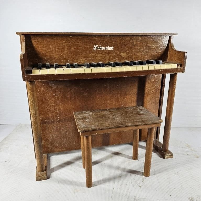 Vintage Schoenhut Kids Piano with Stool