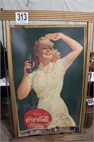 Vintage Framed Coca-Cola Advertisement (Damage on