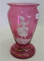 Cranberry Mary Gregory 6" vase