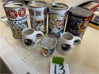 Steelers beer cans, glasses