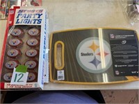 Steelers lights, cutting board