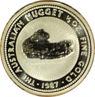 1987 THE AUSTRALIAN GOLD NUGGET - 1/2 OZ FINE GOLD