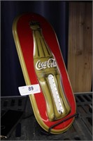 COCA-COLA EMBOSSED METAL THERMOMETER