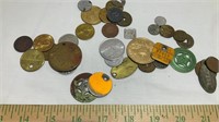 Assortment of Tokens,one is Canton Bank Tag