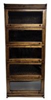 LARGE OAK AND WALNUT BARRISTER STYLE BOOKCASE