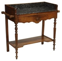 FRENCH MARBLE-TOP WALNUT WASHSTAND, 19TH C.