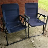 Pair of Navy Outdoor Folding Chairs