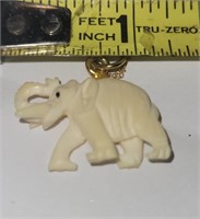VINTAGE Carved Ivory Elephant Pendant